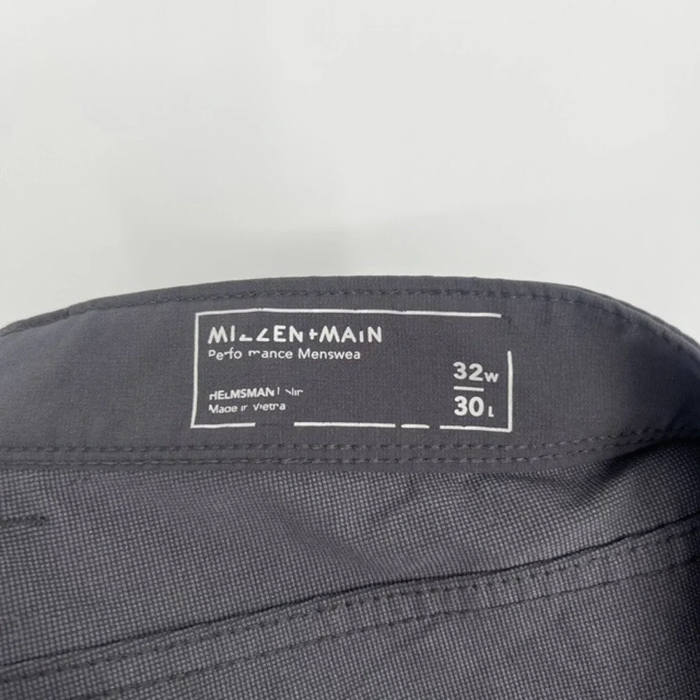 Mizzen+Main Helmsman Slim Performance Pants Charcoal Grey 32x30 Stretch Tech